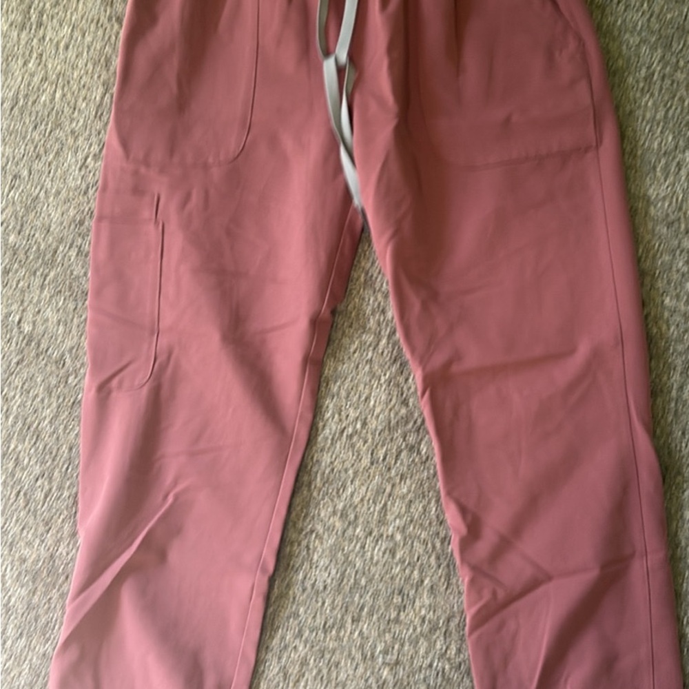 Figs Pink Track Pants with Relaxed Fit and Elastic Waistband